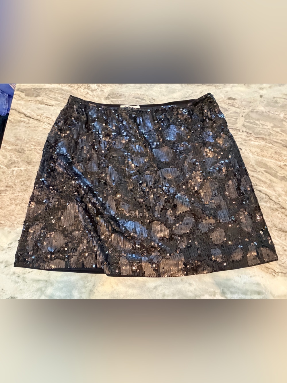 DKNYC Black Sequin Mini Skirt Large Party Holiday Cocktail Night Out